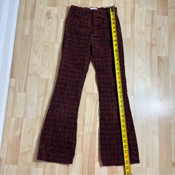 Zara Girls Age 13-14 Printed Corduroy Flared Trousers Red Black - Picture 3 of 6